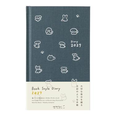 2027年1月始まり手帳 週間 B6変形判 イヌ 紺