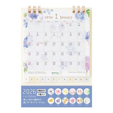 2026年1月始まりカレンダー 卓上 リング S カントリータイム 花柄