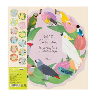 2027年1月始まりカレンダー 壁掛け ダイカットトリ柄