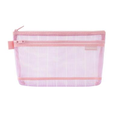 メッシュペンケース マチ付 チェック柄 緑(チェック柄 緑