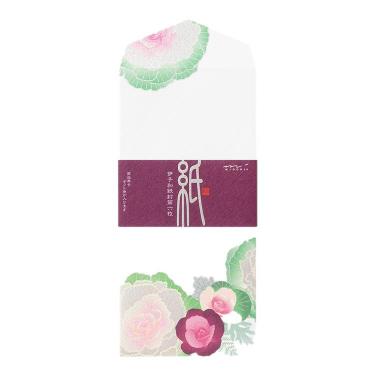 冬柄封筒 シルク 葉牡丹リース柄