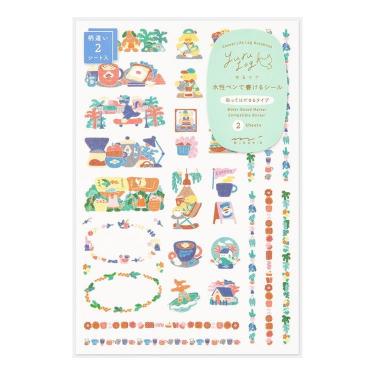 シール ゆるログ 2枚入 コーヒーショップ柄