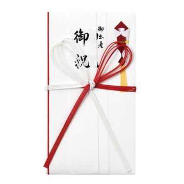 コットン 祝金封 赤白5本花結び 短冊3枚入り