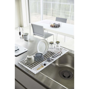 折り畳み水切りシリコーントレー付L ホワイト tower タワー