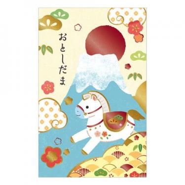 年賀ポチ袋 箔 富士と午 2枚入り