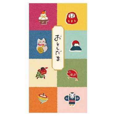 年賀のし袋 印刷 カラフル縁起物 3枚入り