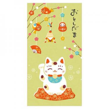 年賀のし袋 印刷 お飾りと招き猫 3枚入り