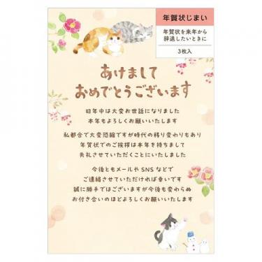 私製年賀状じまいはがき ねころび 冬の日 3枚入り