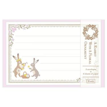 ミニレターセット レッサーパンダブックス 花飾るうさぎ