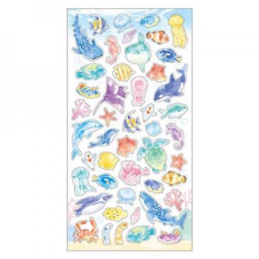 夏柄シール クリア 水族館