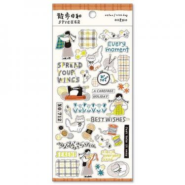 散歩日和ステッカー 手芸屋さんへ行く