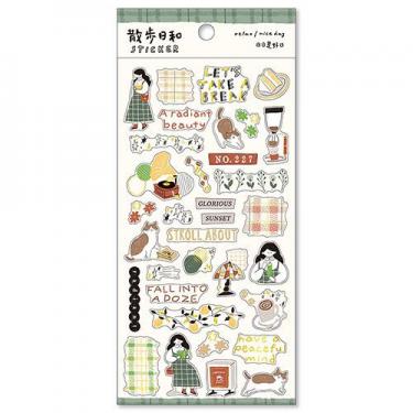 散歩日和ステッカー 喫茶店へ行く