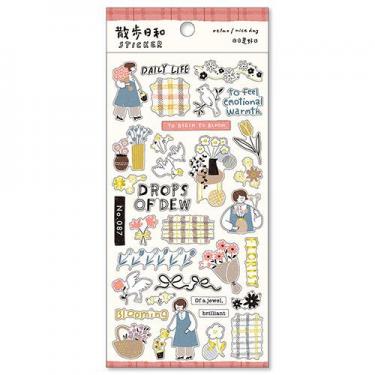 散歩日和ステッカー 花屋さんへ行く