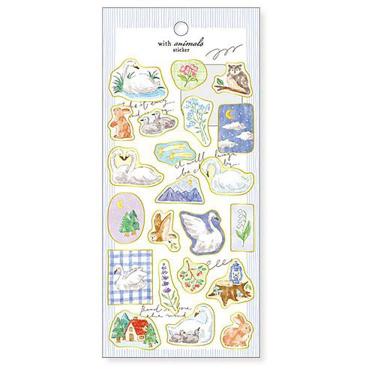 ステッカー ウィズアニマルズ ハクチョウ