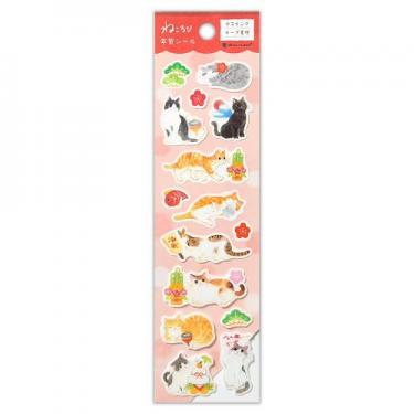 年賀シール ねころび 猫とお正月