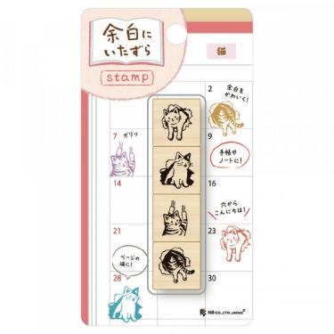木製スタンプ 余白にいたずら 猫