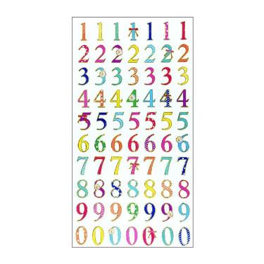 ふち箔クリア文字シール カラフル 数字