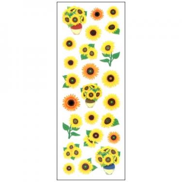 夏柄 ラメ入りシール ひまわり花瓶