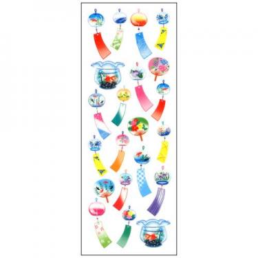 夏柄 ラメ入りシール 風鈴