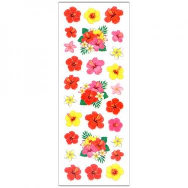 夏柄 ラメ入りシール ハイビスカス花束