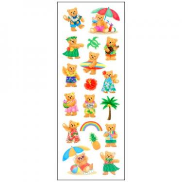 夏柄 ラメ入りシール テディベアー イン ハワイ