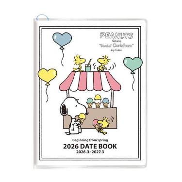 2026年3月始まり手帳 月間 A6 ピーナッツ 白