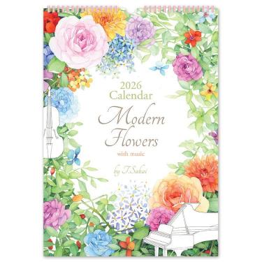 2026年1月始まりカレンダー 壁掛け L モダンフラワー