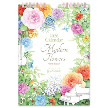 2026年1月始まりカレンダー 壁掛け S モダンフラワー