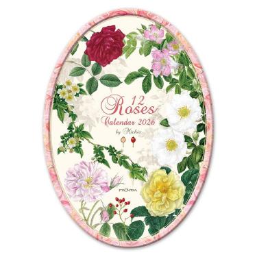 2026年1月始まりカレンダー 壁掛け オーバル クラシックローズ