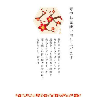 寒中見舞いはがき 六角紅梅 3枚入り