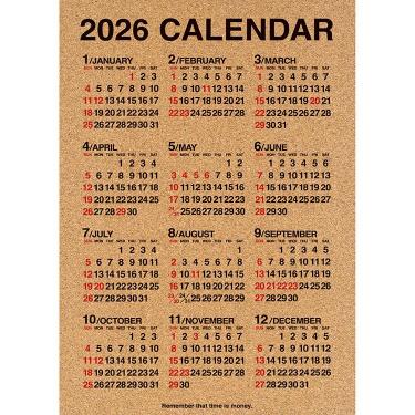 2026年1月始まり コルク年間カレンダー タテ