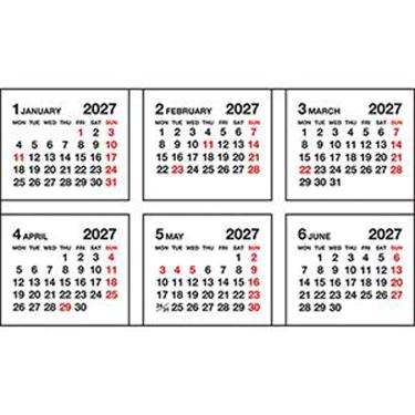 2027年1月始まり シートふせんカレンダー S ベーシック