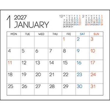 2027年1月始まり シートふせんカレンダー M 書込シンプル