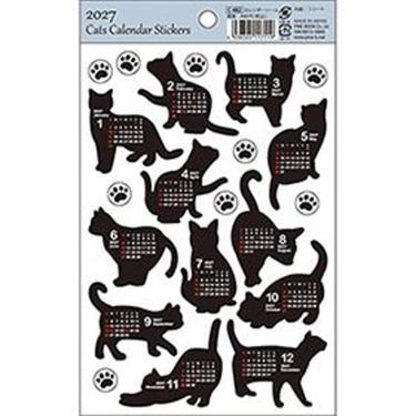 2027年1月始まり カレンダーシール 黒猫
