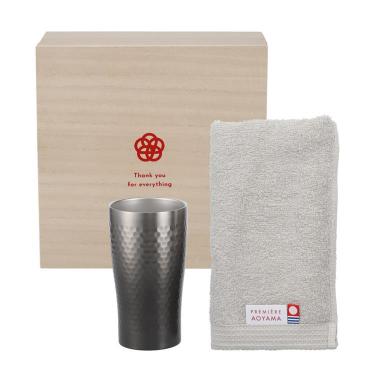 今治タオル付 ステンレスタンブラー ブラック【ロフト限定】