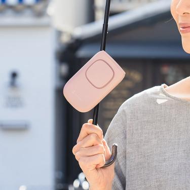 【ハンズフリー】日傘クリップファン スモーキーピンク 扇風機