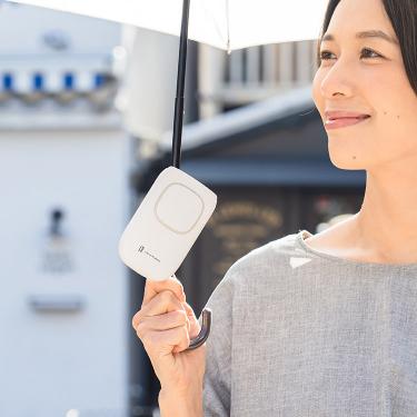 【ハンズフリー】日傘クリップファン リリーホワイト 扇風機