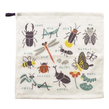 ずかんタオル ループ付き 33×33cm むし