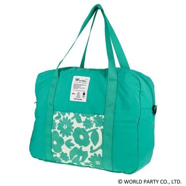 パッカブルボストンS 25L グリーン/花と鳥 ダブリュピーシーパターンズ