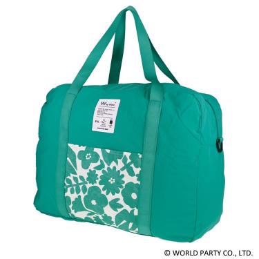 パッカブルボストンM 35L グリーン/花と鳥 ダブリュピーシーパターンズ