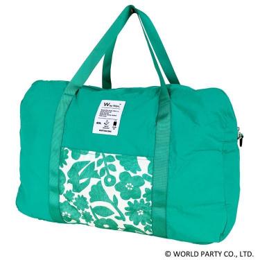 パッカブルボストンL 45L グリーン/花と鳥