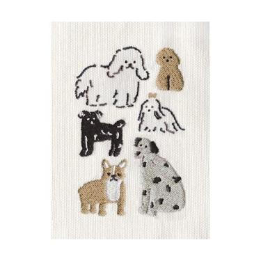 刺繍のブックカバー いぬあつめ