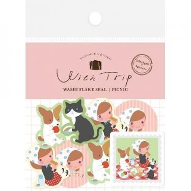 和紙フレークシール ヨモギ田リョオコ PICNIC