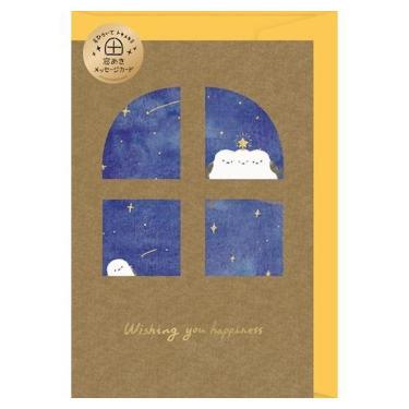 冬柄メッセージカード 窓あき 星空ことり