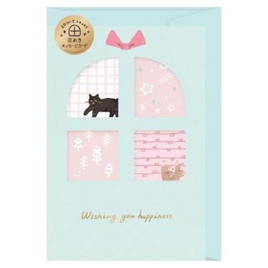 冬柄メッセージカード 窓あき キラキラギフト