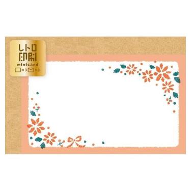 冬柄ミニカード レトロ印刷 赤い花