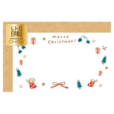 冬柄ミニカード レトロ印刷 キラキラクリスマス