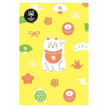 冬柄ポストカード レトロ印刷 縁起ものねこ