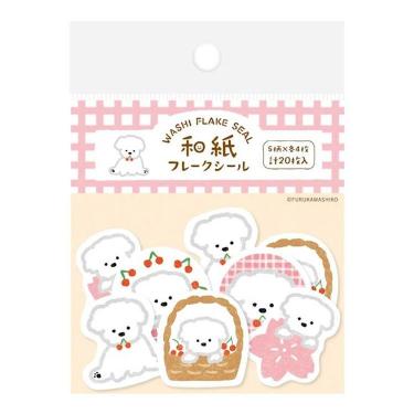 春柄 フレークシール サクラと白いわんこ