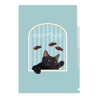 A5クリアファイル ねこみゃみれ ブルー【ロフト限定】